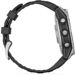 Garmin fenix® E – 47 mm, AMOLED, nerezová ocel, černý silikonový řemínek