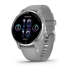 Garmin Venu  2Plus, nerezová luneta Silver, pouzdro a silikonový řemínek Gray