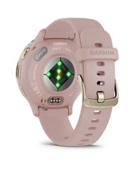 Garmin Venu 3S, Nerezová luneta Soft Gold, pouzdro Dust Rose, silikonový řemínek