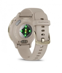 Garmin Venu 3S, Nerezová luneta Soft Gold, pouzdro French Gray, silikonový řemínek