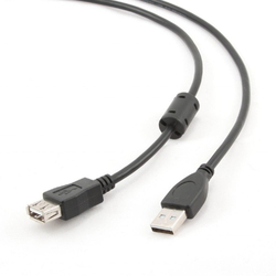 GEMBIRD Kabel USB 2.0 A-A prodlužovací 1,8m Premium (černý, ferit)