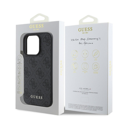 Guess 4G Charm Zadní Kryt pro iPhone 16 Pro Tone on Tone Grey