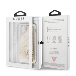 Guess Glitter Hearts Zadní Kryt pro iPhone 11 Gold