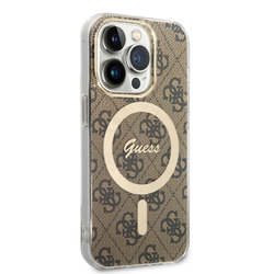 Guess IML 4G MagSafe Zadní Kryt pro iPhone 15 Pro Brown