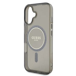 Guess IML Glitter Ring MagSafe Zadní Kryt pro iPhone 16 Black