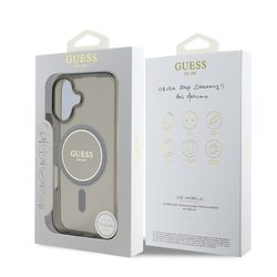 Guess IML Glitter Ring MagSafe Zadní Kryt pro iPhone 16 Black