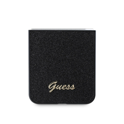 Guess PC/TPU Glitter Flakes Metal Logo Zadní Kryt pro Samsung Galaxy Z Flip 6 Black