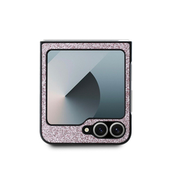 Guess PC/TPU Glitter Flakes Metal Logo Zadní Kryt pro Samsung Galaxy Z Flip 6 Pink