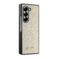 Guess PC/TPU Glitter Flakes Metal Logo Zadní Kryt pro Samsung Galaxy Z Fold 6 Gold