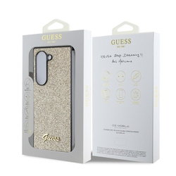 Guess PC/TPU Glitter Flakes Metal Logo Zadní Kryt pro Samsung Galaxy Z Fold 6 Gold