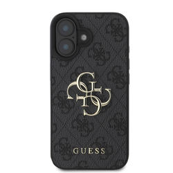 Guess PU 4G Metal Logo Zadní Kryt pro iPhone 16 Grey