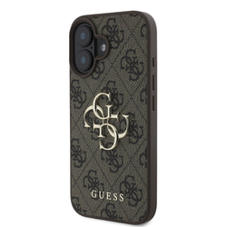 Guess PU 4G Metal Logo Zadní Kryt pro iPhone 16 Plus Brown