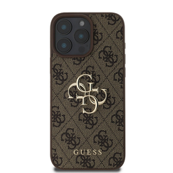 Guess PU 4G Metal Logo Zadní Kryt pro iPhone 16 Pro Max Brown