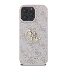 Guess PU 4G Metal Logo Zadní Kryt pro iPhone 16 Pro Pink