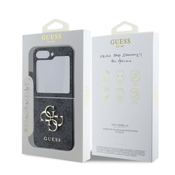 Guess PU 4G Metal Logo Zadní Kryt pro Samsung Galaxy Z Flip 6 Grey