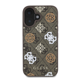 Guess PU 4G Peony MagSafe Zadní Kryt pro iPhone 16 Brown