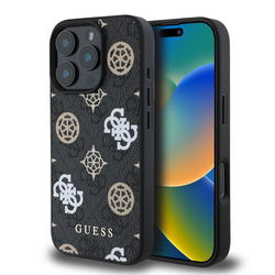 Guess PU 4G Peony MagSafe Zadní Kryt pro iPhone 16 Pro Black