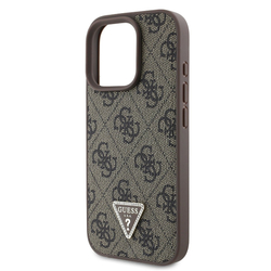 Guess PU 4G Strass Triangle Metal Logo Zadní Kryt + Crossbody Popruh pro iPhone 16 Pro Brown