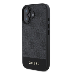 Guess PU 4G Stripe Zadní Kryt pro iPhone 16 Grey