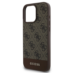 Guess PU 4G Stripe Zadní Kryt pro iPhone 16 Pro Brown