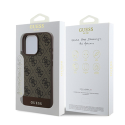 Guess PU 4G Stripe Zadní Kryt pro iPhone 16 Pro Brown