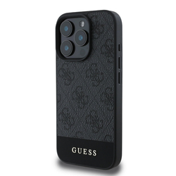 Guess PU 4G Stripe Zadní Kryt pro iPhone 16 Pro Max Grey