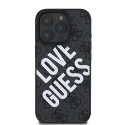 Guess PU Leather 4G Big Love Logo MagSafe Zadní Kryt pro iPhone 16 Pro Black