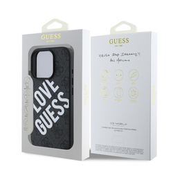 Guess PU Leather 4G Big Love Logo MagSafe Zadní Kryt pro iPhone 16 Pro Black