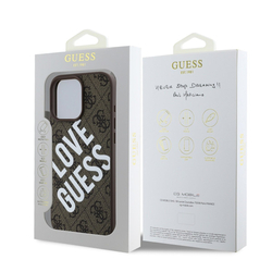 Guess PU Leather 4G Big Love Logo MagSafe Zadní Kryt pro iPhone 16 Pro Max Brown