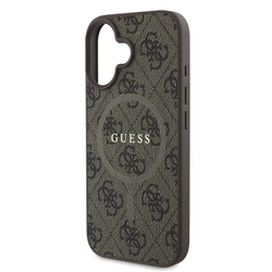 Guess PU Leather 4G Colored Ring MagSafe Zadní Kryt pro iPhone 16 Plus Brown