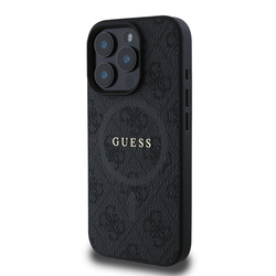 Guess PU Leather 4G Colored Ring MagSafe Zadní Kryt pro iPhone 16 Pro Max Black