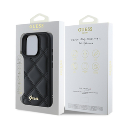 Guess PU Leather Quilted Zadní Kryt pro iPhone 16 Pro Black