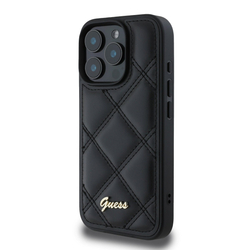 Guess PU Leather Quilted Zadní Kryt pro iPhone 16 Pro Max Black