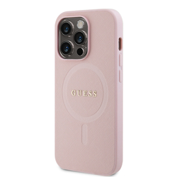 Guess PU Saffiano MagSafe Zadní Kryt pro iPhone 15 Pro Pink