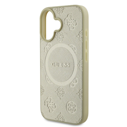 Guess Saffiano Peony Stamp MagSafe Zadní Kryt pro iPhone 16 Gold