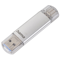 Hama Flash Pen Laeta, USB-C/USB-A 3.1, 256 GB, 40 MB/s, stříbrný