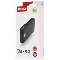 Hama PD 10 powerbanka, 10000 mAh, 3 výstupy: 2x USB-C, 1x USB-A, LED displej, PD, Qualcomm