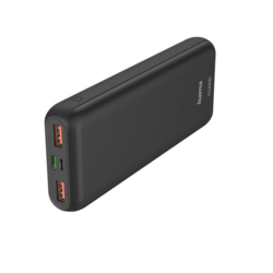 Hama PD20-HD powerbanka, 20000 mAh, 3 výstupy: 1x USB-C, 2x USB-A, PD, Qualcomm, max. 18 W/3 A