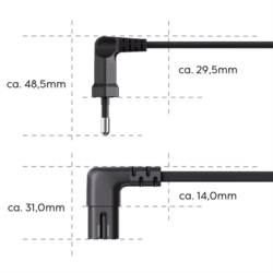 Hama síťový napájecí kabel, kolmé euro vidlice, 3 m