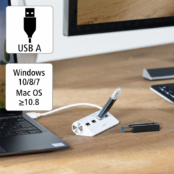 Hama USB hub, 4 porty, USB 2.0, 480 Mbit/s, bílý