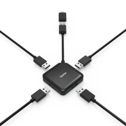 Hama USB hub, 4 porty, USB 3.2 Gen 1, USB-C adaptér