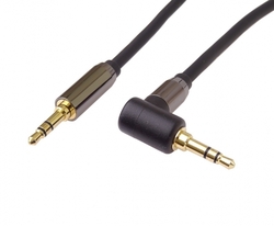 HQ stíněný kabel stereo Jack 3.5mm - Jack 3.5mm zahnutý 90° 3m