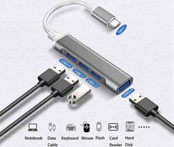 PremiumCord Hub USB-C na USB3.2 A + 3x USB2.0 A, hliníkové pouzdro