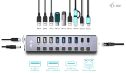 i-tec USB 3.0/USB-C Charging HUB 9port LAN + Power Adapter 60W