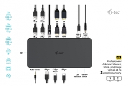 i-tec USB 3.0/USB-C/Thunderbolt 3 Professional Dual 4K Display Docking Station Gen2, PD 100W