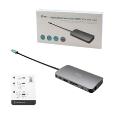 i-tec USB-C Metal Nano Dock HDMI/VGA with LAN, Power Delivery 100 W + zdroj 100W