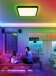 IMMAX NEO LITE TUDO SMART stropní svítidlo s RGB podsvícením 40x40cm, 50W Wi-Fi černá, TUYA