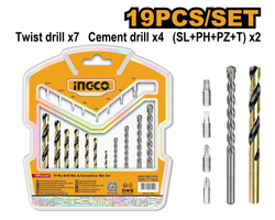 Ingco AKSDB1901 Sada vrtáků a šestihranných bitů 19ks