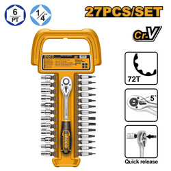 Ingco HKTS14271 Gola sada 27ks 1/4"