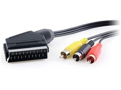 PremiumCord Kabel SCART - 3xCINCH M/M 1.5m in/out přepínač